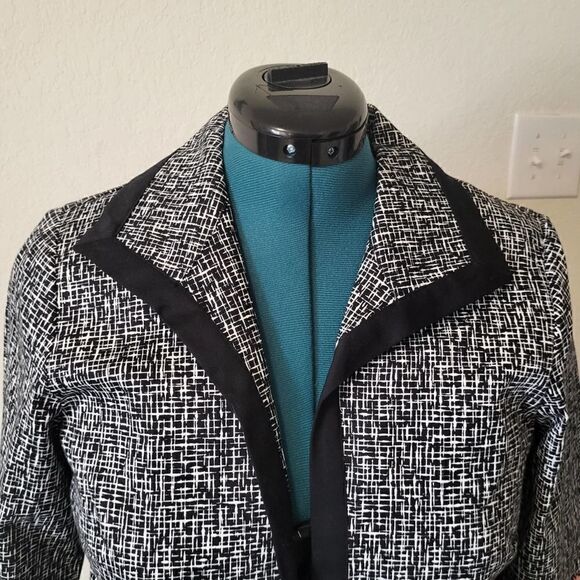 ALFRED DUNNER Women Black Blazer with spread collar open front 3/4 Sleeve 6P - Picture 9 of 15